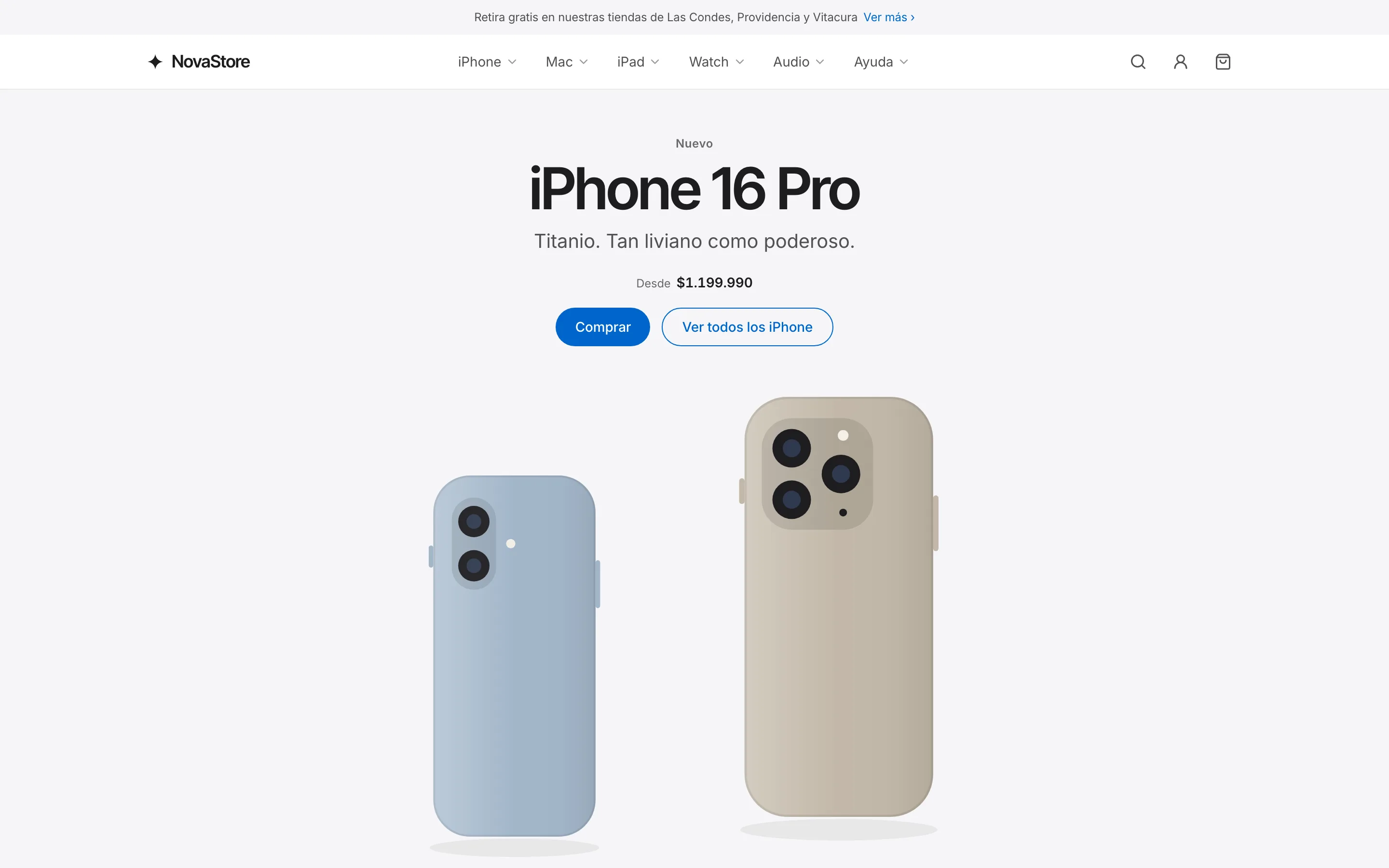 Página de inicio de NovaStore, tienda de ejemplo del tema Tec