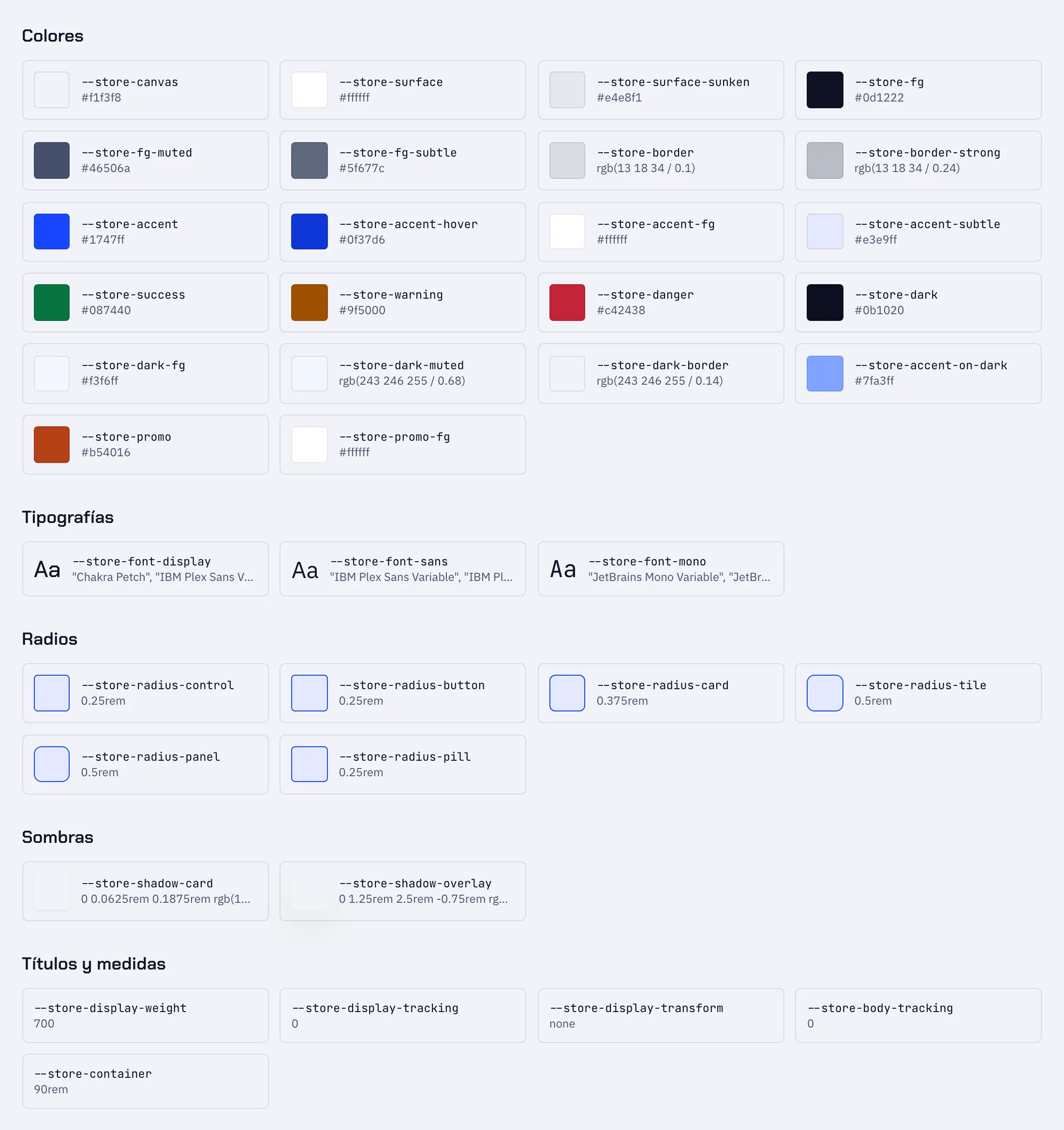 Variables de diseño del tema Tec con la marca TorreByte: colores, tipografías, radios y sombras
